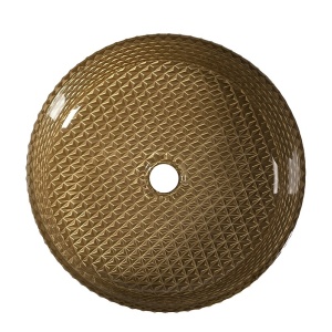 Lavoar rotund din sticla frezata cu montaj pe blat Brillant Gold Matt 36 x 12 cm - Img 13