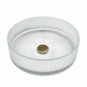 Lavoar rotund din sticla transparenta si frezata cu montaj pe blat Brillant 40 x 12 cm