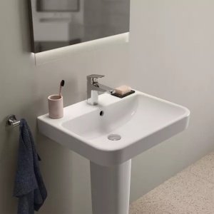 Lavoar suspendat Ideal Standard i.life B alb lucios SmartGuard 50 cm cu orificiu baterie si preaplin - Img 10