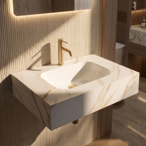 Lavoar suspendat REA Aresa Grey Gold 70 - Img 4