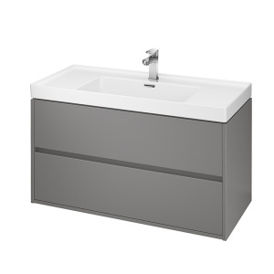 Mobilier baie suspendat Cersanit Crea cu doua sertare gri mat 100 cm