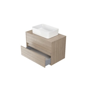 Mobilier baie suspendat Cersanit Crea pentru lavoar pe blat stejar 80 cm - Img 2