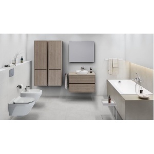Mobilier baie suspendat Cersanit Crea pentru lavoar pe blat stejar mat 100 x 45 cm - Img 3