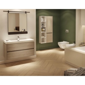 Mobilier de baie suspendat Cersanit Crea cu doua sertare stejar 100 cm - Img 5