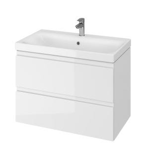 Mobilier de baie suspendat Cersanit Moduo pentru lavoar 80 cm alb lucios