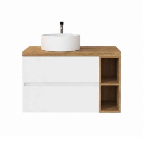 Mobilier suspendat pentru lavoar Fluminia Genova alb lucios 80 x 46 cm - Img 8