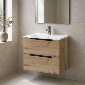 Mobilier suspendat pentru lavoar Fluminia Malta 60 cm Rovere Oro - Img 2