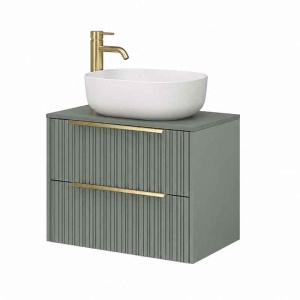 Mobilier suspendat pentru lavoar pe blat Fluminia Istria 80 salvia manere aurii 80 x 46 cm