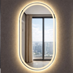 Oglinda de baie ovala cu LED in 3 culori Adel 50 x 100 cm