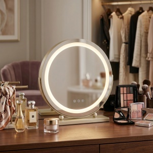 Oglindă LED rotunda, pentru make-up L.Gold 40 cm - Img 3