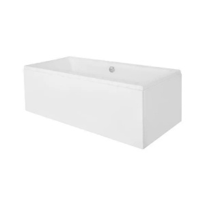 Pachet cada rectangulara Besco Quadro 175x80 cm alb, paravan de cada Rea Elegant 70x140 cm auriu, sifon cada si capac sifon - Img 5