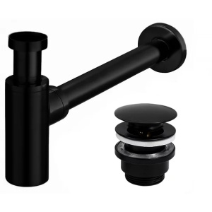 Pachet lavoar pe blat Rea Mesa alb 53.5 cm, baterie lavoar Rea Lungo negru si ventil lavoar Click-Clack negru - Img 7
