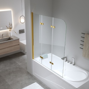 Paravan de cada PR05, Dimensiune 100x140cm, Sticla securizata 6mm, Culoare Auriu - Img 8