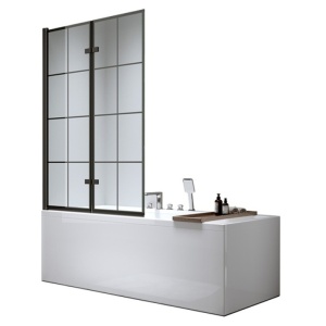 Paravan de cada PR06, Dimensiune 100x140cm, Sticla securizata 6mm, Culoare Negru - Img 1