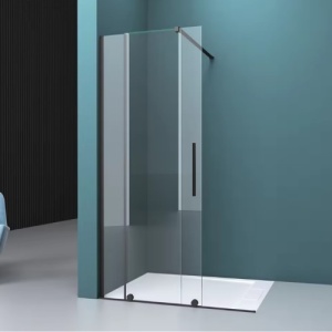 Perete de dus glisant Walk-in Veldman Odea 70 x 195 cm, sticla 8 mm, profil negru mat - Img 4