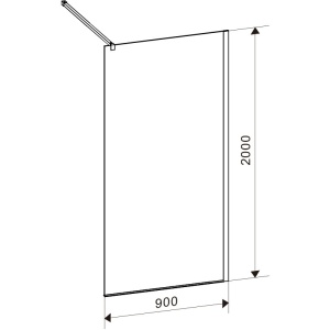 Perete de dus Walk-In SH05C, Dimensiune 90cm, Sticla securizata 8mm, Culoare Negru - Img 2
