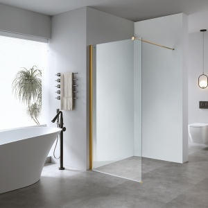 Perete de dus Walk-in SH07F, Dimensiune 120cm, Sticla securizata 8mm, Culoare Auriu - Img 12
