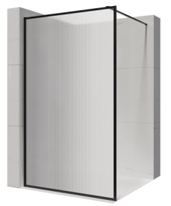 Perete de dus walk in Veldman Madrid cu profil negru canelat, 8 mm, 100 cm