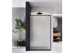 Perete de dus walk in Veldman Madrid negru mat 120 x 195 cm sticla striata 8 mm - Img 4