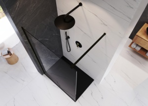 Perete de dus walk-in Veldman Malaga 70 cm cu profil negru mat - Img 3