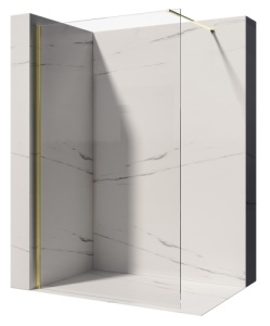 Perete de dus walk-in Veldman Malibu 90 cm cu profil auriu