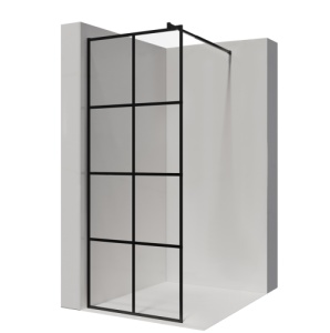 Perete de dus walk in Veldman Montreal negru mat 70 x 195 cm, sticla 8 mm