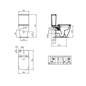 Rezervor pe vas WC Ideal Standard I.life A cu alimentare inferioara alb lucios - Img 5