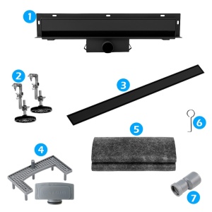 Rigola de duș liniară cu sifon fix si montaj pe perete Wall DL09 100 cm – Negru - Img 18