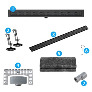 Rigola de duș liniară cu sifon fix și randament ridicat Omega DL01 70 cm – Negru - Img 18