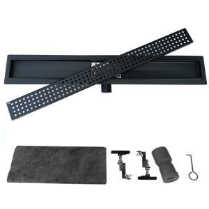 Rigola de duș liniară cu sifon și randament ridicat Qube DL01 70 cm – negru - Img 15