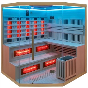 Sauna combinata cu infrarosu si finlandeza cu soba Harvia 8kW, Moss 200 x 200 cm pentru 8 persoane - Img 11