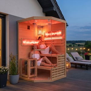 Sauna finlandeza cu temperatura inalta si argaz Harvia 3.5kW, 120 x 120 cm pentru doua persoane - Img 6