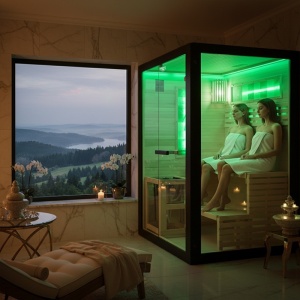 Sauna finlandeza cu temperatura inalta si soba Harvia 3.5kW 120 x 120 cm pentru 2 persoane - Img 12