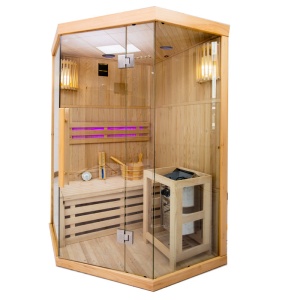 Sauna finlandeza cu temperatura inalta si soba Harvia 3.5kW pentru 1-2 persoane Oslo 120 x 120 cm - Img 3