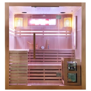 Sauna finlandeza cu temperatura inalta si soba Harvia 6kW pentru 4-5 persoane Kemi 180 x 160 cm