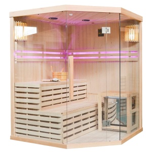 Sauna finlandeza la temperaturi inalte cu soba 6kW pentru 4-5 persoane Oslo 150 x 150 cm