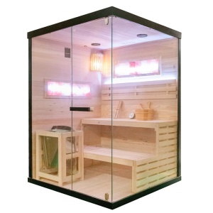 Sauna finlandeza neagra cu temperatura inalta Harvia 4.5kW, 140 x 150 cm pentru 3-4 persoane - Img 2