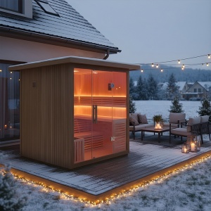 Sauna finlandeza pentru gradina cu soba Asker pentru 4-6 persoane, 180 x 180 cm - Img 2