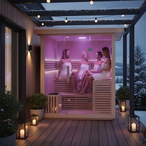 Sauna finlandeza pentru gradina cu soba Asker pentru 4-6 persoane, 180 x 180 cm - Img 12