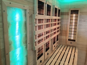 Saună finlandeză și cu infraroșu pentru interior, 150x150x200 cm, încălzitor electric 6 kW, piatră de sare inclusă - Img 10