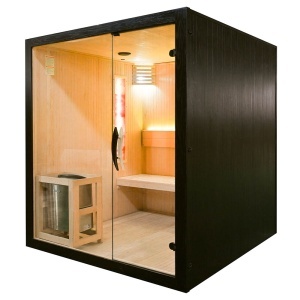 Saună uscată MO-EA4S LUX cu soba Harvia de 8 kW, piatră de sare și izolație de perete 180 x 180 x 200 cm - Img 11