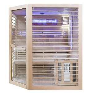 Saună uscată MO-EL4CS cu încălzitor Harvia de 8 kW, piatră de sare și izolație de perete 180 x 180 x 200 cm - Img 14