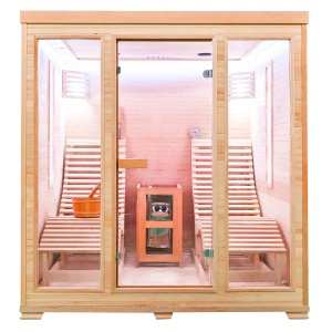 Saună uscată MO-EL5S-L cu aragaz Harvia 8 kW, șezlonguri, piatră de sare și izolație 180 x 180 x 190 cm - Img 3