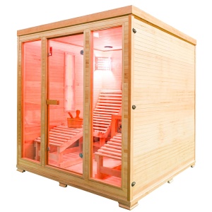 Saună uscată MO-EL5S-L cu aragaz Harvia 8 kW, șezlonguri, piatră de sare și izolație 180 x 180 x 190 cm - Img 13