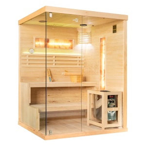 Sauna uscata MO-EP2S XL cu montaj dreapta, soba Harvia 4.5kW, 150 x 120 x 200 cm pentru 2 persoane