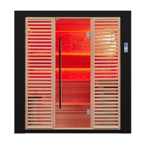 Sauna uscata traditionala finlandeza MUE-1402 cu soba Harvia 6kW, piatra decorativa, 200 x 170 x 210 cm
