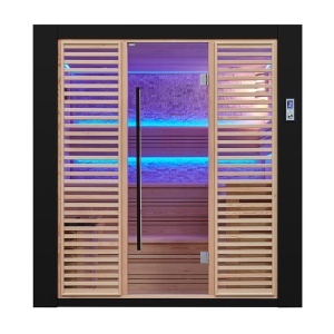 Sauna uscata traditionala finlandeza MUE-1402 cu soba Harvia 6kW, piatra decorativa, 200 x 170 x 210 cm - Img 6