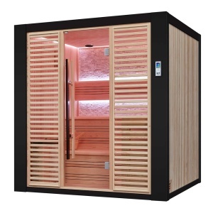 Sauna uscata traditionala finlandeza MUE-1402 cu soba Harvia 6kW, piatra decorativa, 200 x 170 x 210 cm - Img 16