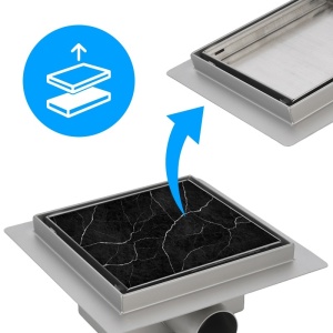 Scurgere baie patrata cu sifon Fix DL06 15 x 15 cm Inox - Img 13