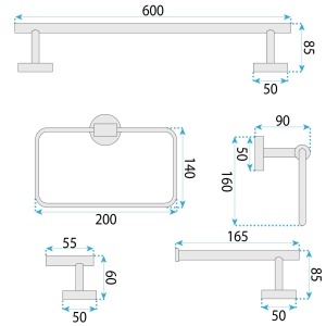 Set accesorii pentru baie GRID Brush Nickel 4 piese - Img 7